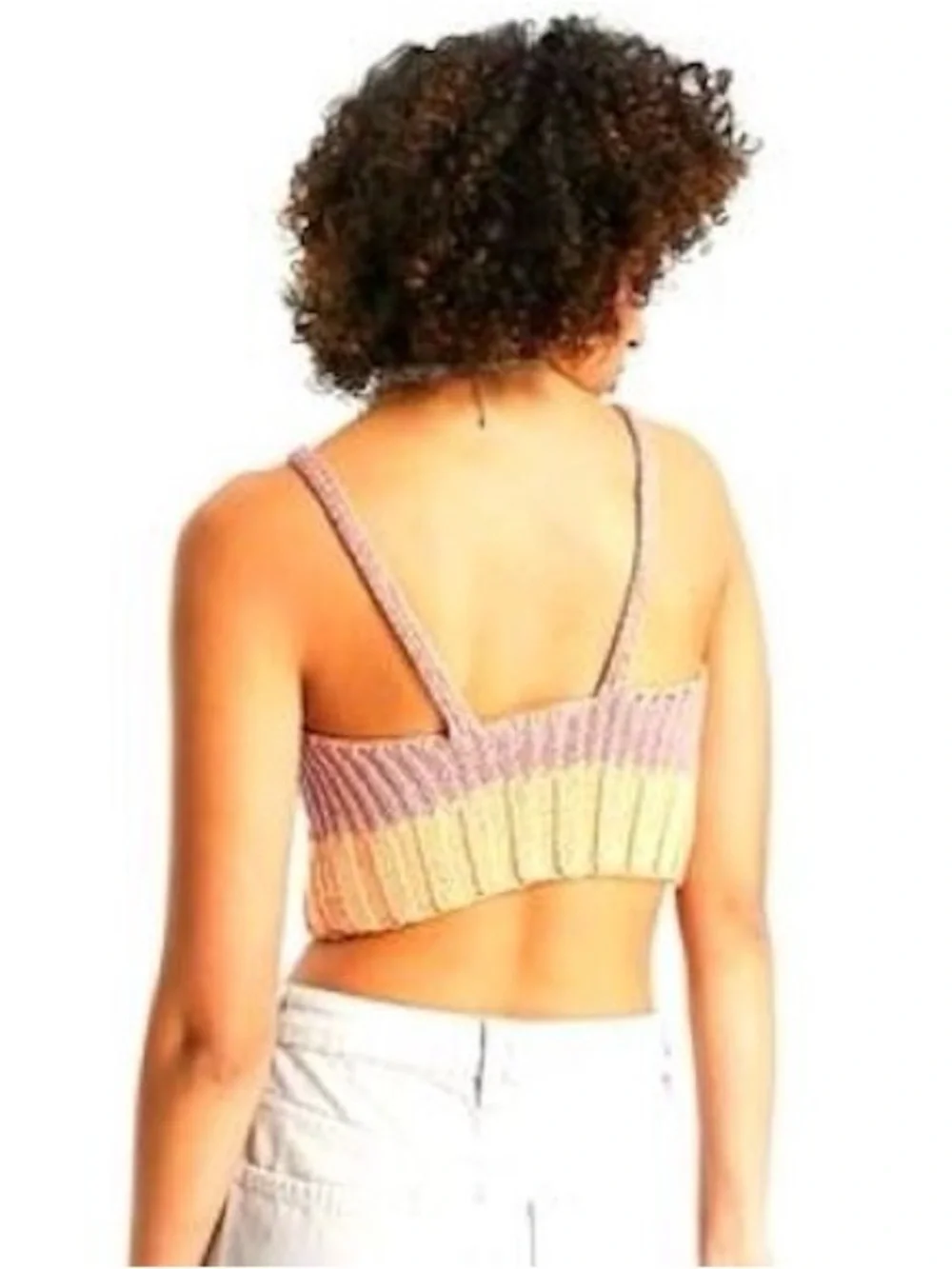 Free People Here All Day Brami - Mauve + Peach - Cropped Tank/Cami - Soft Knit